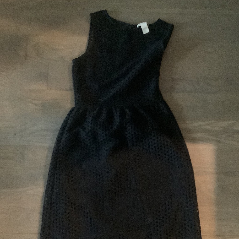 H&M fit and flare black dress